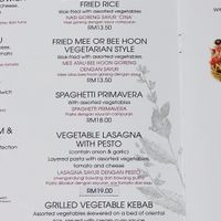 Vegetarian and Vegan options  at J.L. Gourmet Cafe in Penang