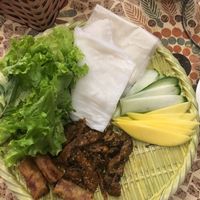 BBQ selfmake springrolls  at Ans Vegetarian Cuisine  in Da Nang
