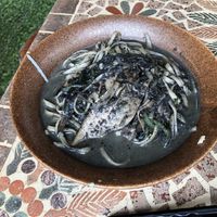 Black sesame spaghetti  at Ans Vegetarian Cuisine  in Da Nang