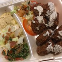 Falafel Menu (made vegan by removing one mayo salad and put a different kind of veggies as side dish)  at Ali Baba in Padua