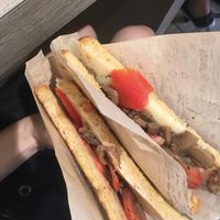 Vegan cheese and mayo with tomato and mushrooms at Capatoast in Padua