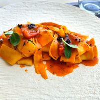 Pasta at Aroma Avlis in Santorini