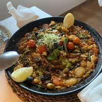 Vegan paella- huge serving for 2 and delicious   at Zarzales in Mallorca
