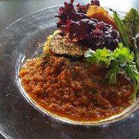 Lunch curry. Weekend lunches have a different selection of items from weekday dinners and it always varies based on season. Lots of vegan choices and choices that can be made vegan (soy cheese/dairy options available). at Ship Street Cafe in Sendai