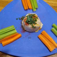 Hummus with celery and carrots at Mellow Mushroom in Charlottesville