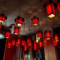 Overhead lamps inside Shanghai Tan at Shanghai Tan in Vienna