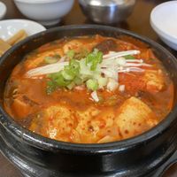 Vegan mushroom tofu soup! I love tofu soups and I was so happy to see a vegan version!! Love it!!  at Hi Tofu in Temecula