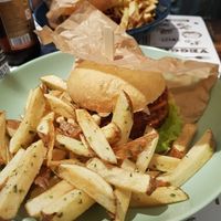 Black bean burger bun at Marta's Veggie Fusion in Split