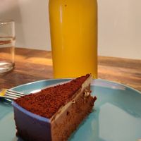 The tiramisu and green tea (served cold) at Marta's Veggie Fusion in Split