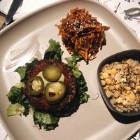 Black Bean Burger Plate 🌱 at Marta's Veggie Fusion in Split