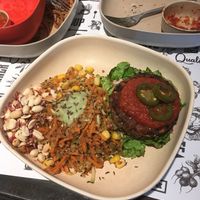 Black bean burger plate at Marta's Veggie Fusion in Split