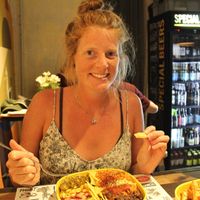 Me eating burrito bowl at Marta's Veggie Fusion in Split