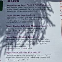 Vegan Mains menu at Carnero Lounge in Derby