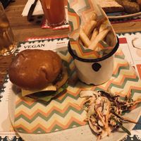 Vegan cheeseburger   at Carnero Lounge in Derby