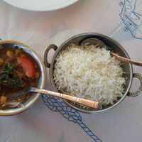 I had Chana Masala. Loved those bowls and the food!! I was so full after eating this!! at Jaipur Palace in Santorini