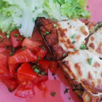 Tatin des Courgettes with vegan mozza at Totum Cantine Bio in Nantes