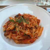 Vegan and gluten-free penne ragu at Pastaus in Valletta
