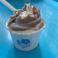 Vanilla and Mexican hot chocolate soft serve (half eaten)   at Orchard Grocer in New York City
