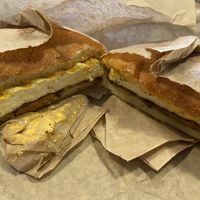 Breakfast sandwich on roll  at Orchard Grocer in New York City