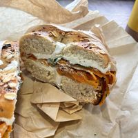 Cream cheese and lox bagel  at Orchard Grocer in New York City