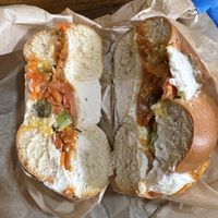 The Edith on a plain bagel  at Orchard Grocer in New York City