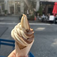 chocolate and vanilla swirl ice cream cone   at Orchard Grocer in New York City