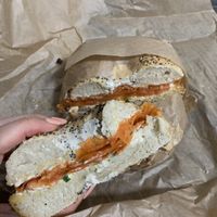 chream “cheese” “lox” bagel at Orchard Grocer in New York City