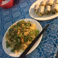 Rice and spring rolls  at Quan Chay - Nguyen Duy Hieu in Hoi An