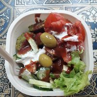Vegan protein bowl (including tofu, saitan, falafel, soy sausage) at Anahata Fine Food in Kyiv