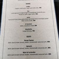 Menu at The Organic Farm Bali in Tabanan