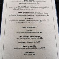 Menu at The Organic Farm Bali in Tabanan