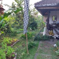 Garden and restaurant at The Organic Farm Bali in Tabanan
