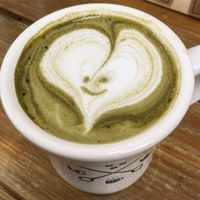 Matcha Lattespresso with almond milk at Lilo Coffee Roasters in Osaka