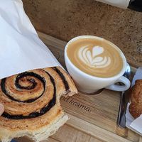 chocolate snail and coffee from next door at Fill Good in Budapest