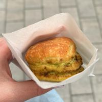 Wild garlic scone at Fill Good in Budapest