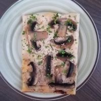 Mushroom pizza at Fill Good in Budapest