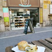 Smoked paprika and zucchini pastries. at Fill Good in Budapest