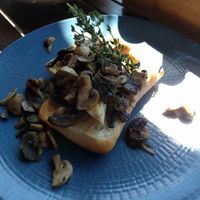 Supposedly "wild" mushrooms on ciabatta at Aysgarth Falls Hotel Pub in Aysgarth