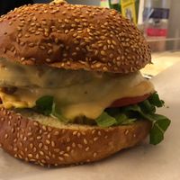 Cheese burger at Veggies Bar in Jerusalem
