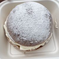 Cream and jam filled bun 😍  at Norwegian Bakers in Colchester