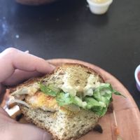 Vegan shrimp poboy with vegan tartar sauce!!! at Sankofa Kitchen in Dallas