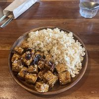 Rice bowl with tofu steak  at Seed Dreams in El Nido