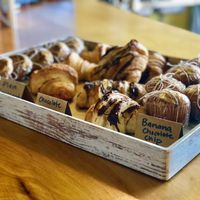 Vegan croissants and more. Available after most morning classes. Prepared fresh and delivered by Crumbs Bakery NC.  at Global Breath Studio in Durham