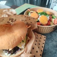 Vienna burger and Nugget salad at Swing Kitchen - Josefstadt in Vienna