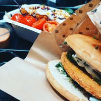 Vienna Burger and Nugget Salad  at Swing Kitchen - Josefstadt in Vienna