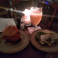 carrot burger + salad (+beer) at Under the Stairs in Edinburgh