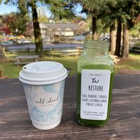 Juice and vegan matcha at Wild Island in Orcas Island