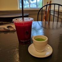 Fresh juice and wheat grass shot at Wild Island in Orcas Island