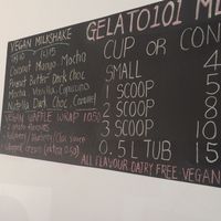 Menu board  at Gelato 101 Vegan Artisan in Northbridge