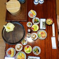 Breakfast (the packaged seaweed is the only non-vegetarian item) at Koshinzuka in Nagano